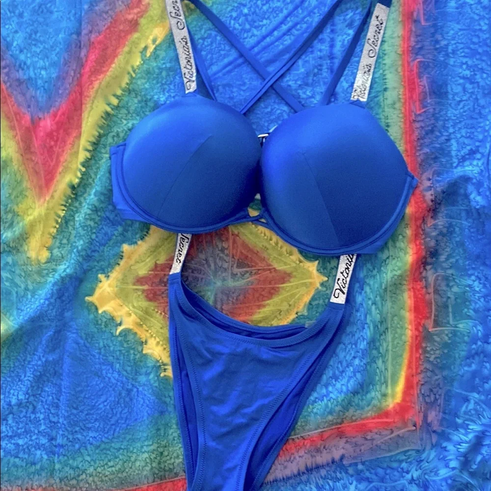 Victoria's Secret Blue Brazilian Rhinestone Accent Bikini! ๐ฃ - Picture 2 of 15
